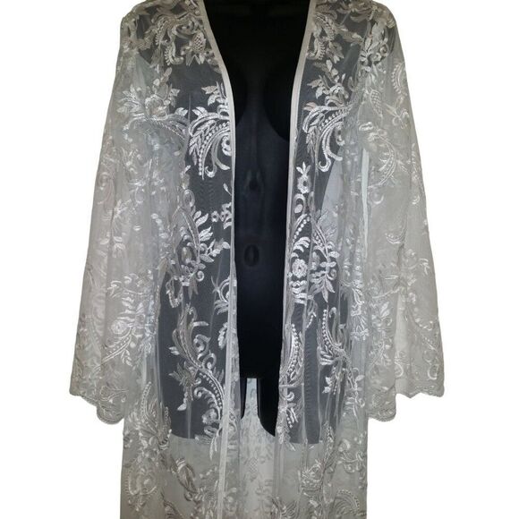 Homebodii Bridal‎ Robe Women Sz XS Lace White Maxi Sexy Intimates - Picture 2 of 7